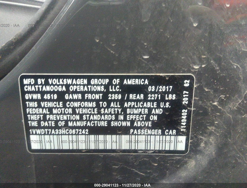 1VWDT7A33HC067242