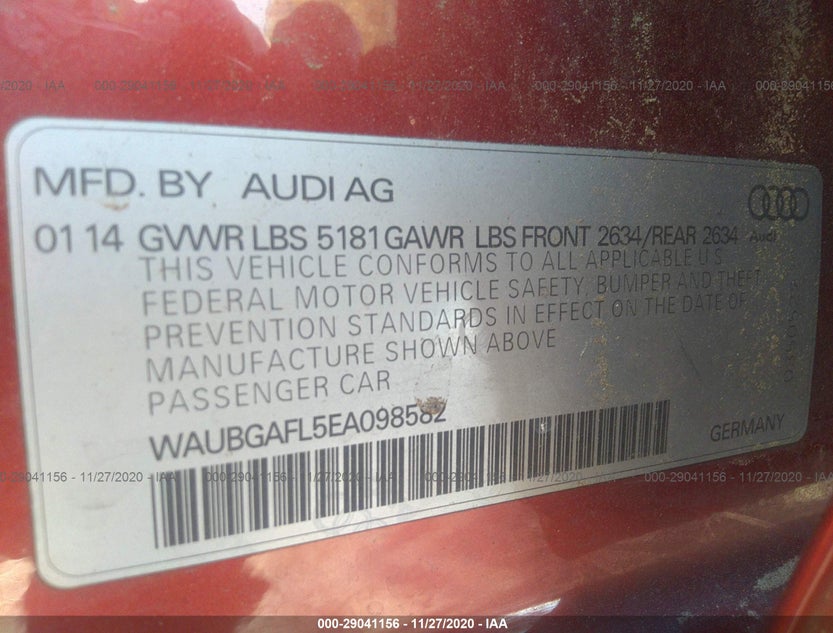 WAUBGAFL5EA098582