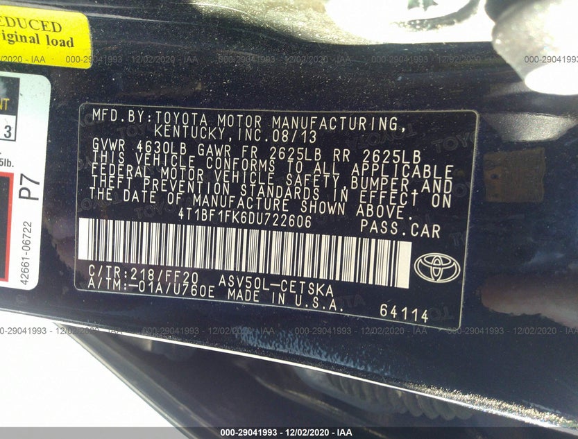 4T1BF1FK6DU722606
