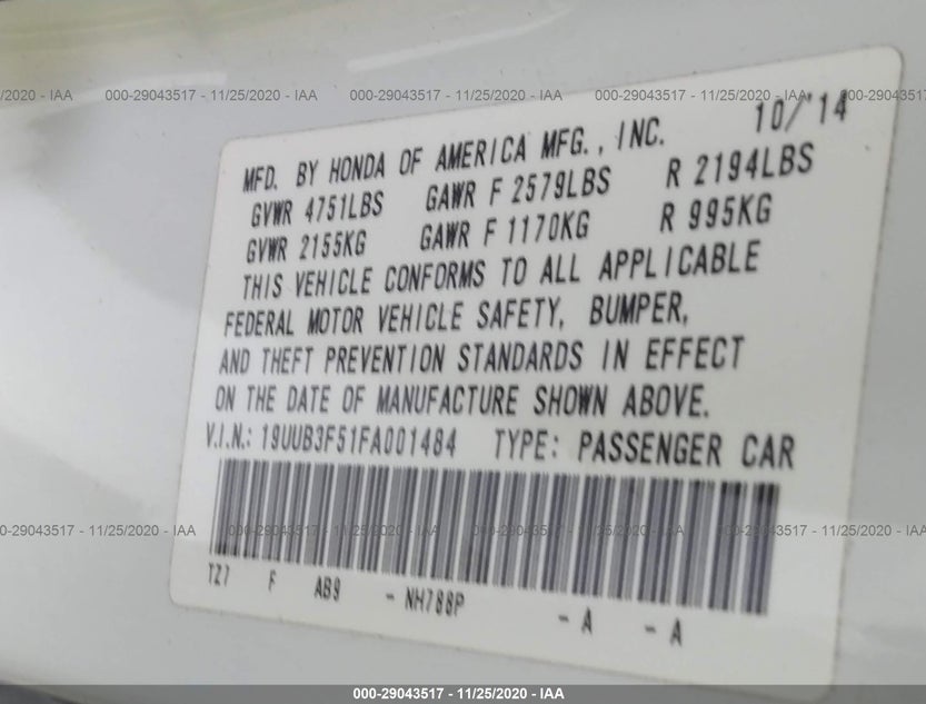 19UUB3F51FA001484