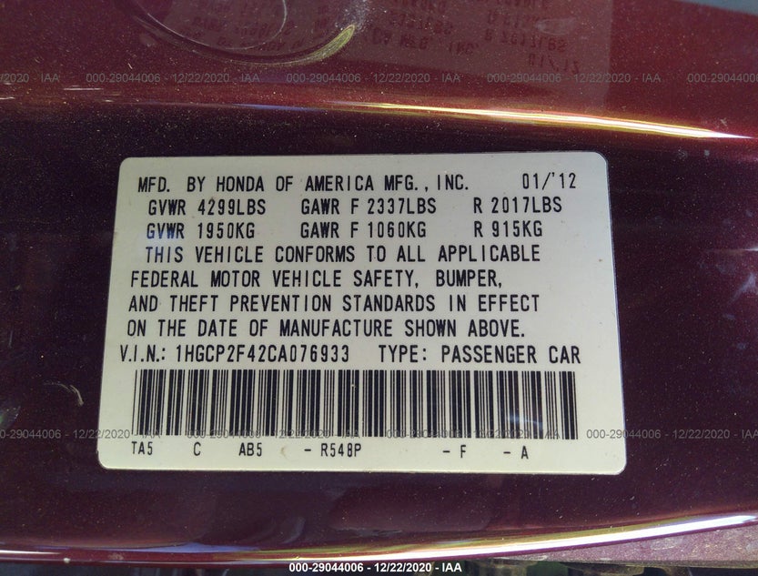 1HGCP2F42CA076933