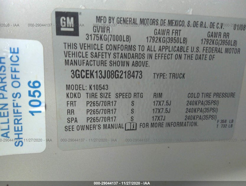 3GCEK13J08G218473