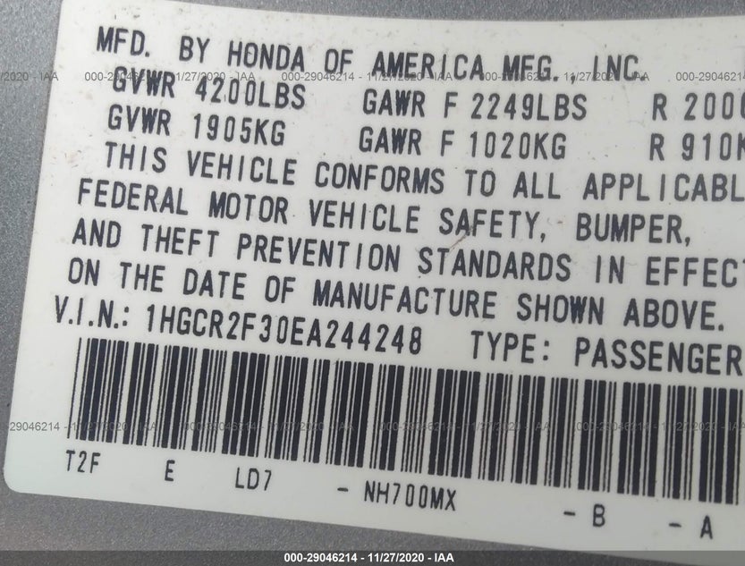 1HGCR2F30EA244248