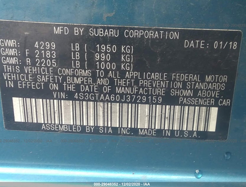 4S3GTAA60J3729159