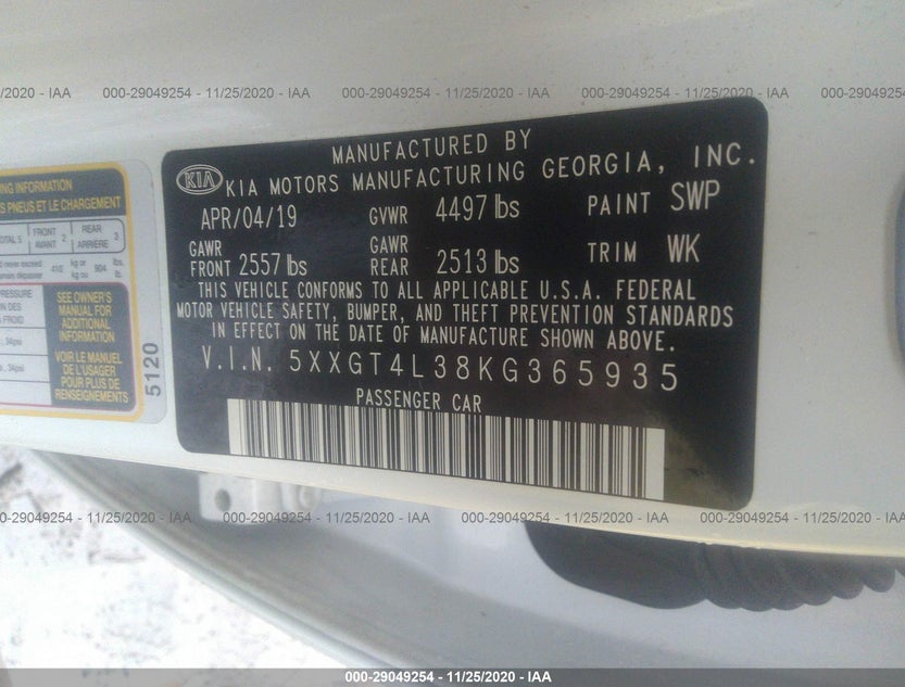 5XXGT4L38KG365935