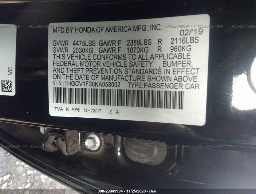 1HGCV1F30KA058002