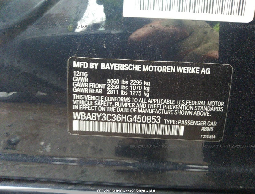 WBA8Y3C36HG450853