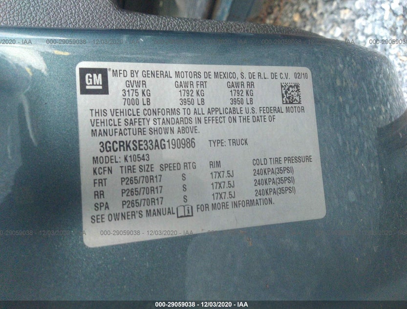 3GCRKSE33AG190986
