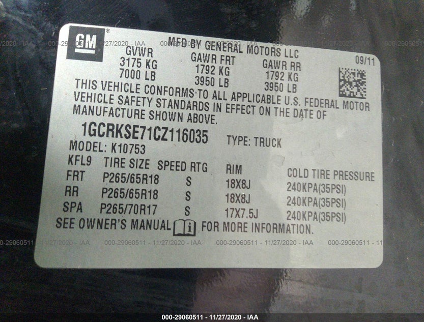 1GCRKSE71CZ116035