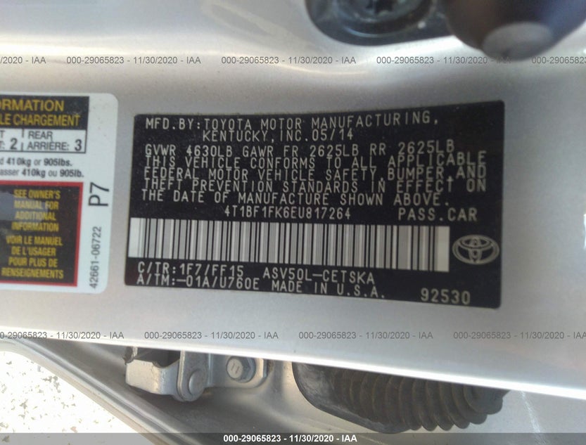 4T1BF1FK6EU817264