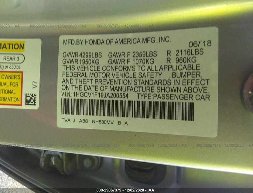 1HGCV1F19JA200554