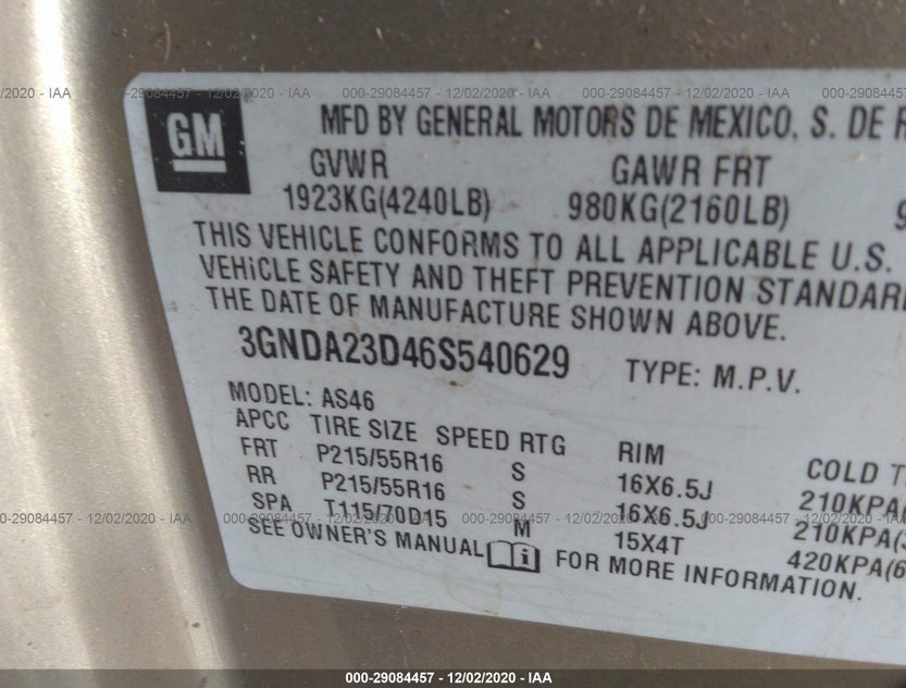 3GNDA23D46S540629