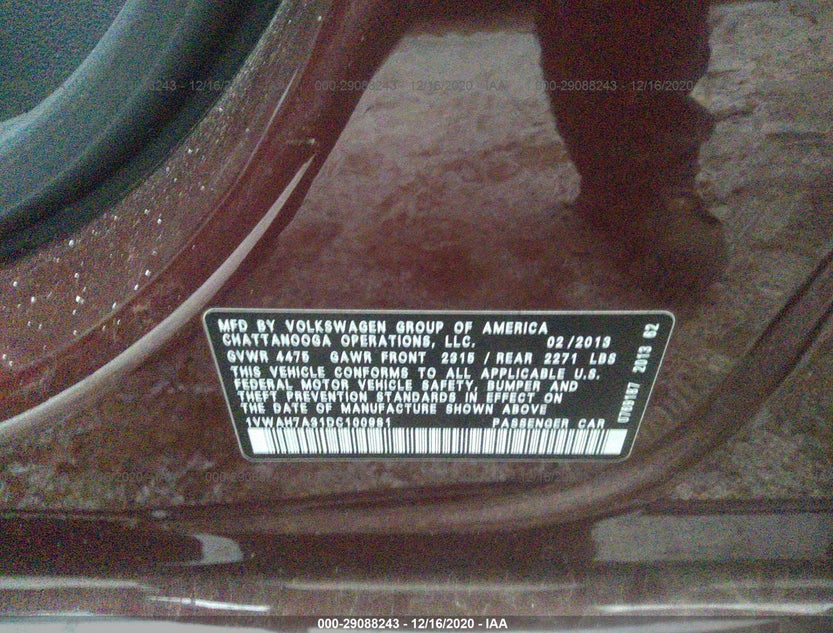 1VWAH7A31DC100981