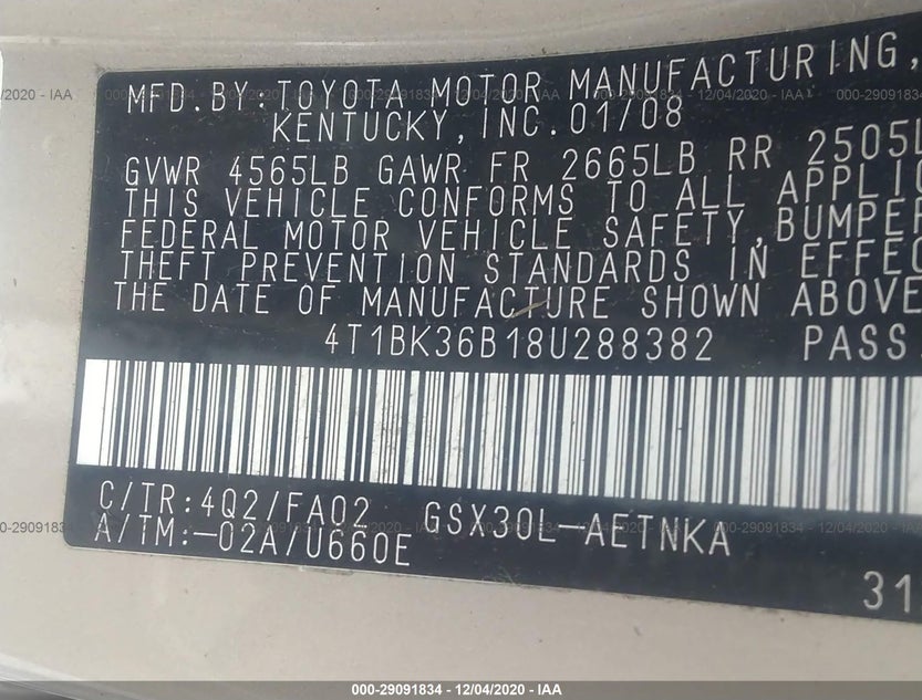 4T1BK36B18U288382