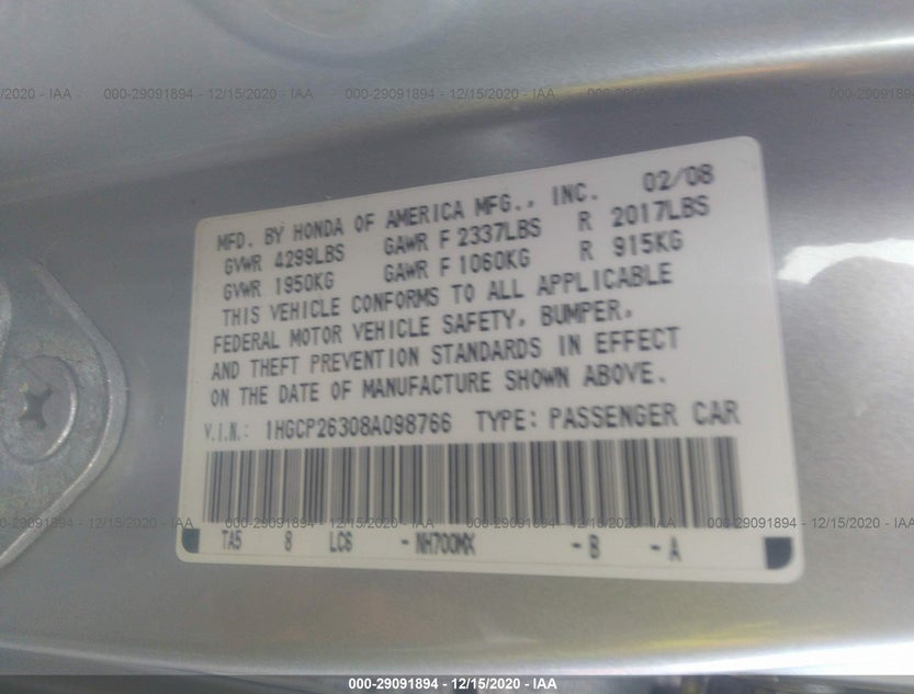 1HGCP26308A098766