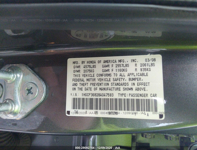 1HGCP36828A047593