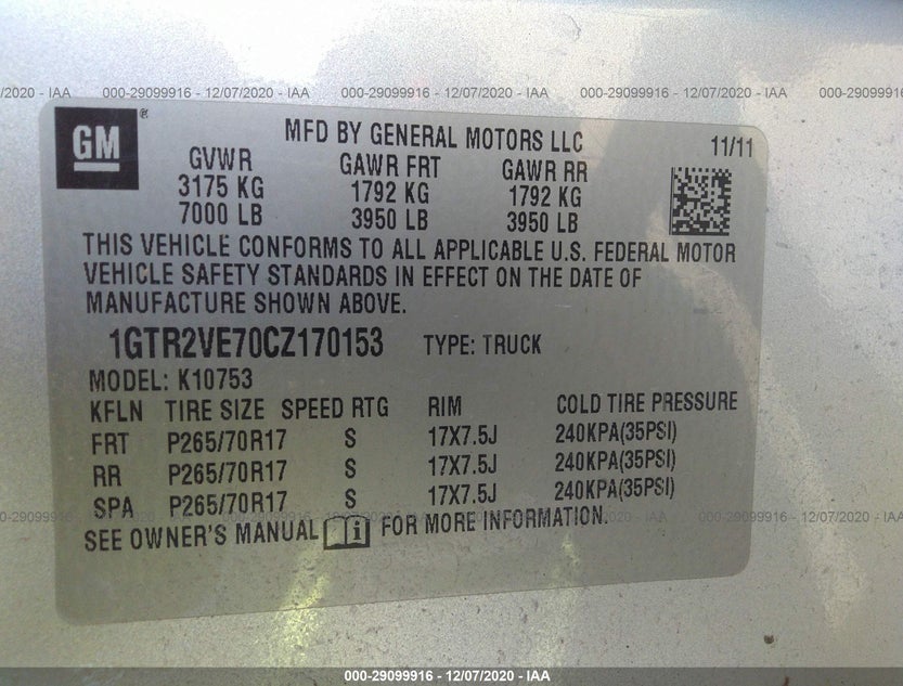 1GTR2VE70CZ170153