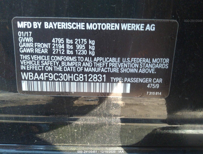 WBA4F9C30HG812831