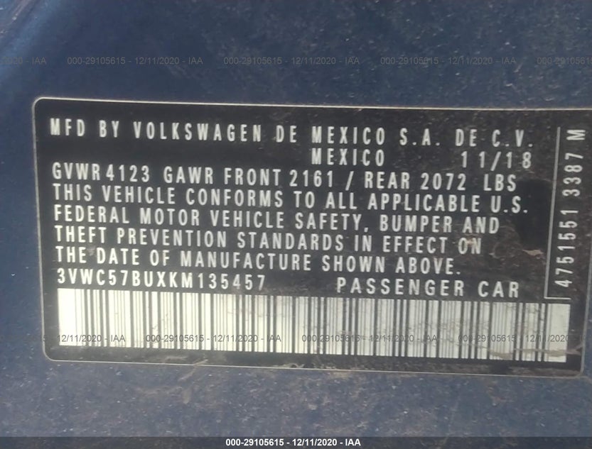 3VWC57BUXKM135457