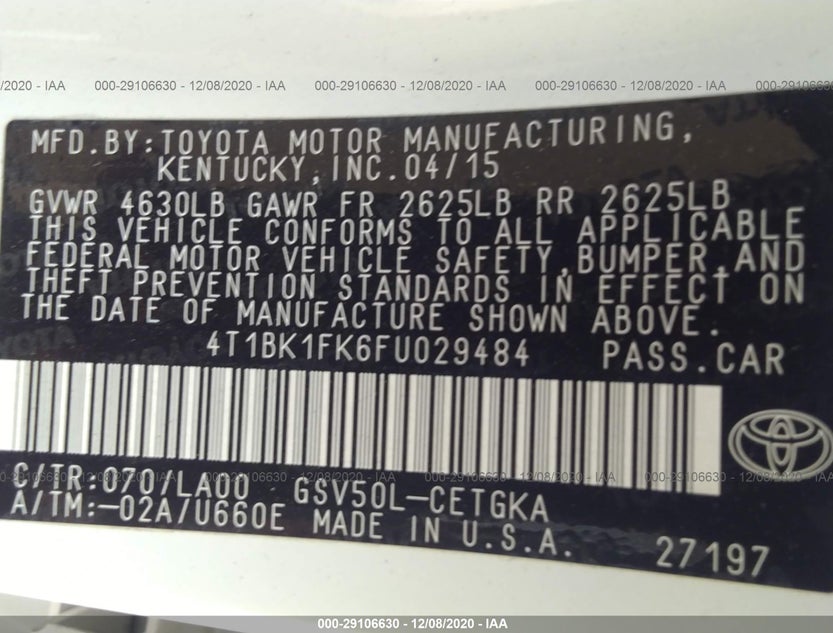 4T1BK1FK6FU029484