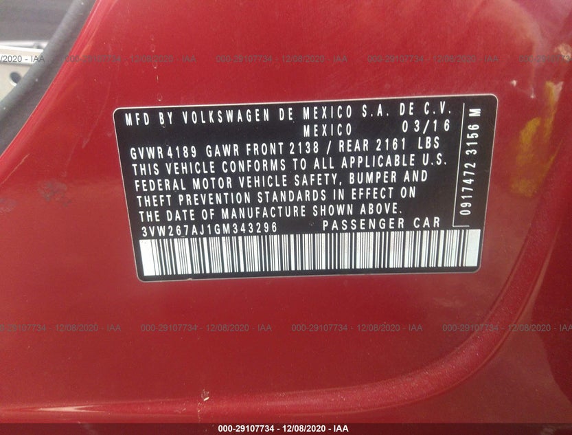 3VW267AJ1GM343296
