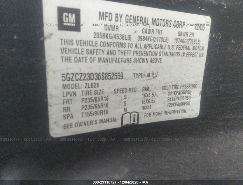 5GZCZ23D36S852559