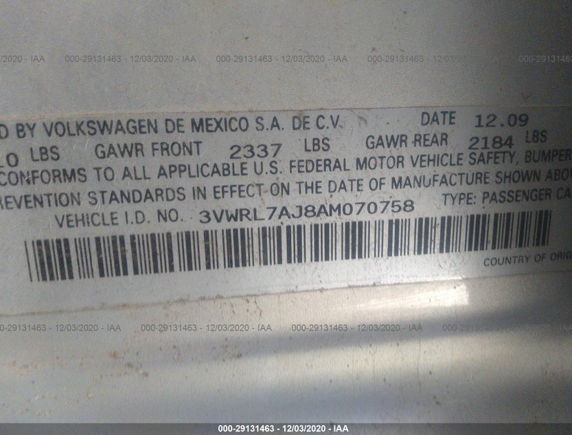 3VWRL7AJ8AM070758