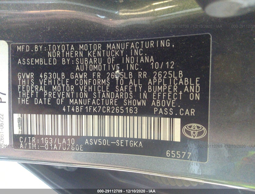 4T4BF1FK7CR265163