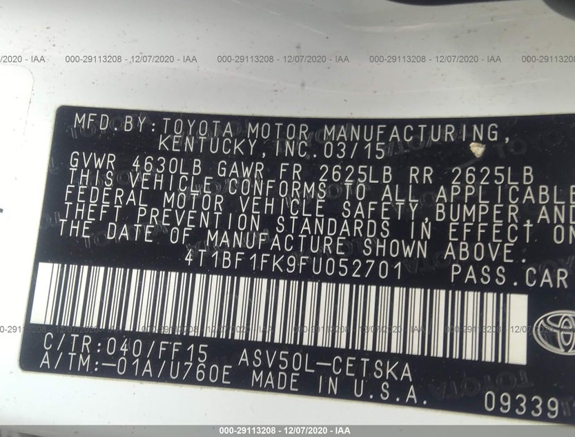 4T1BF1FK9FU052701