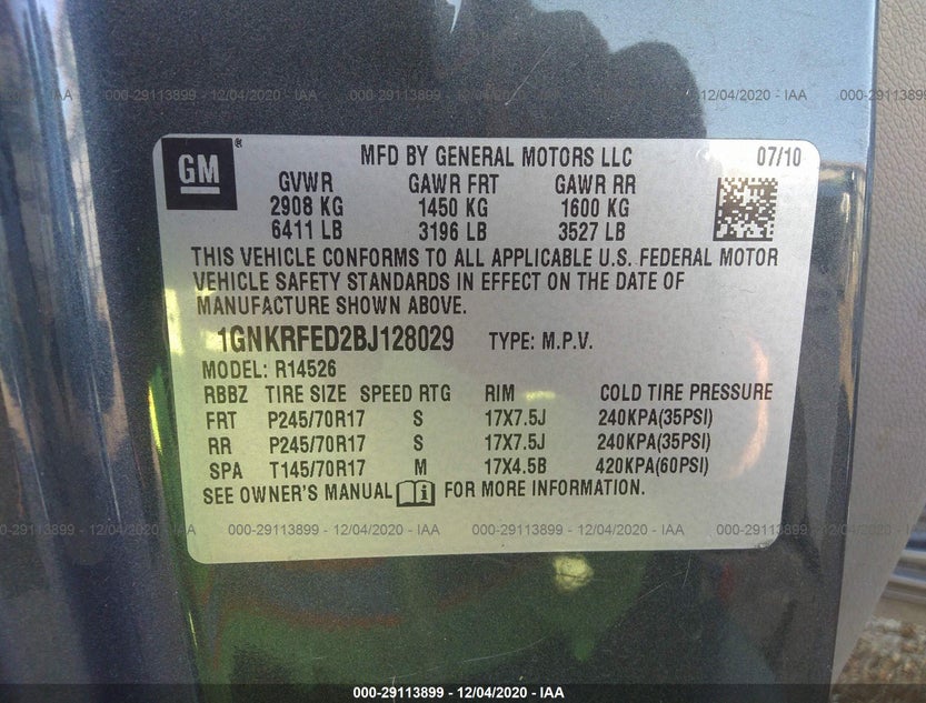 1GNKRFED2BJ128029