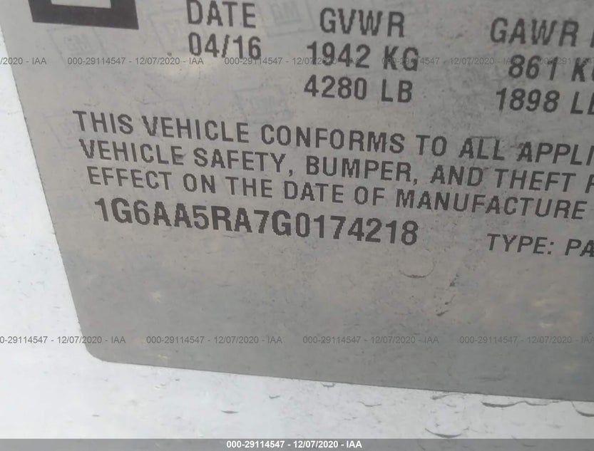 1G6AA5RA7G0174218