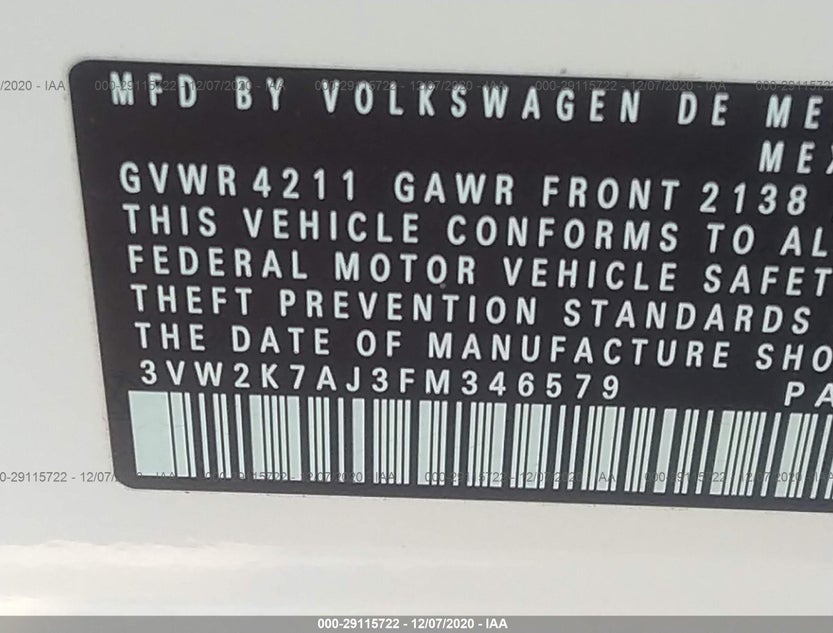 3VW2K7AJ3FM346579