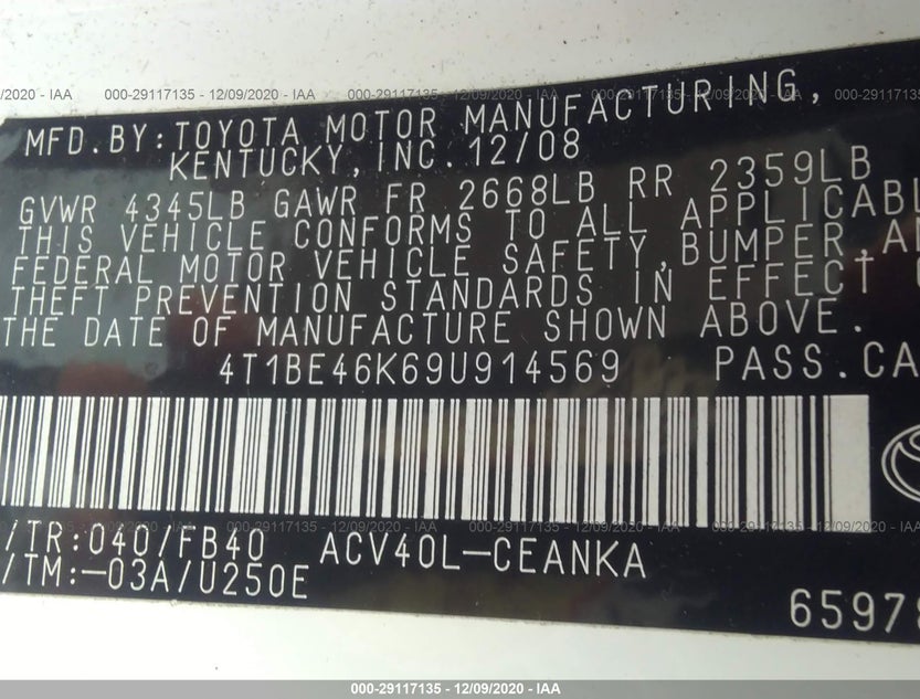 4T1BE46K69U914569