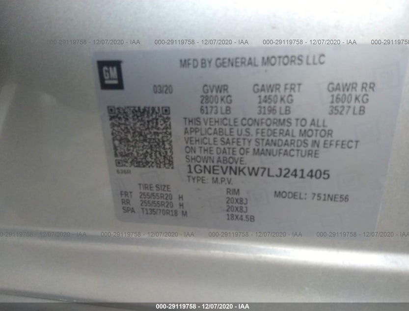 1GNEVNKW7LJ241405