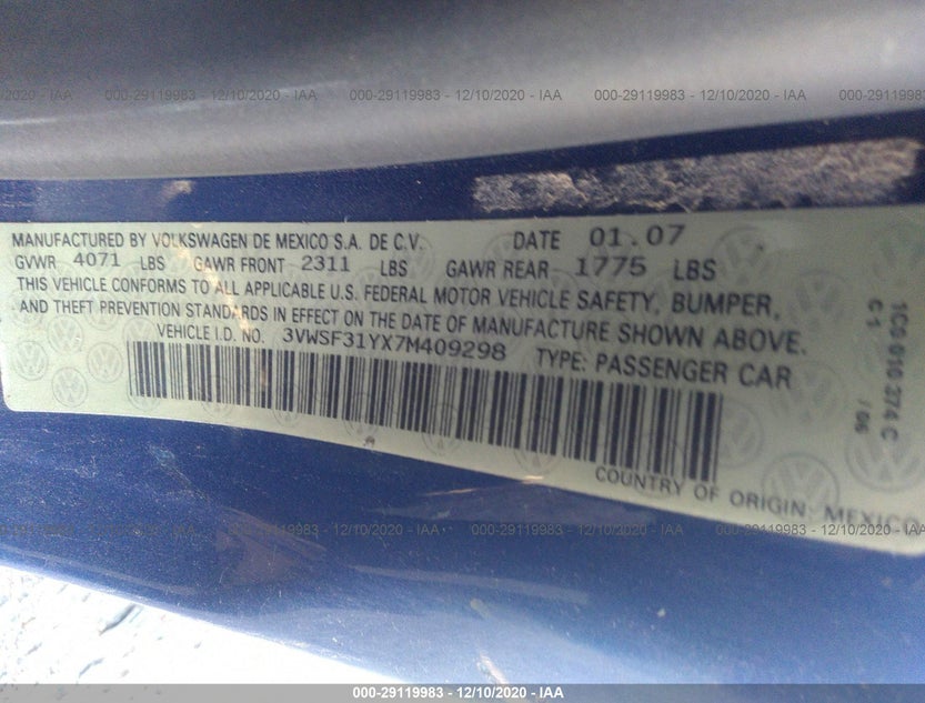 3VWSF31YX7M409298