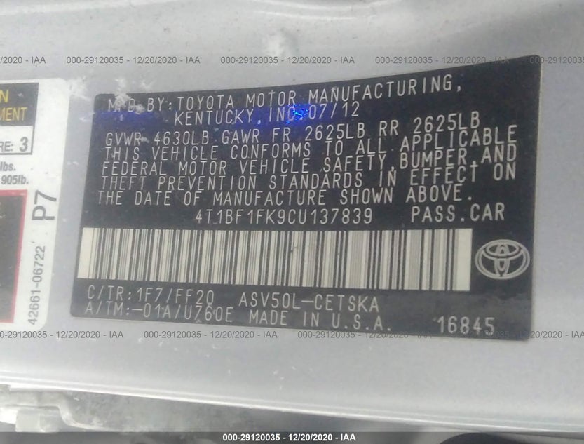 4T1BF1FK9CU137839