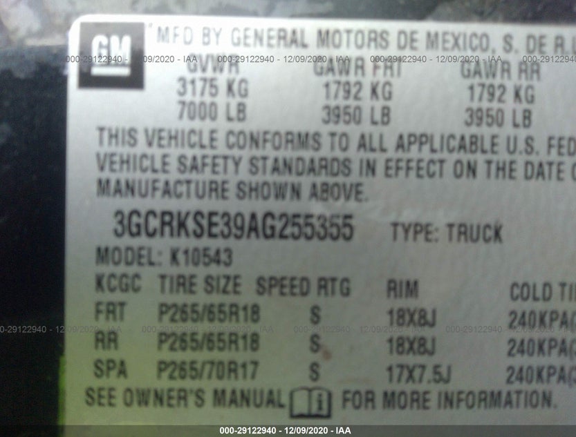 3GCRKSE39AG255355