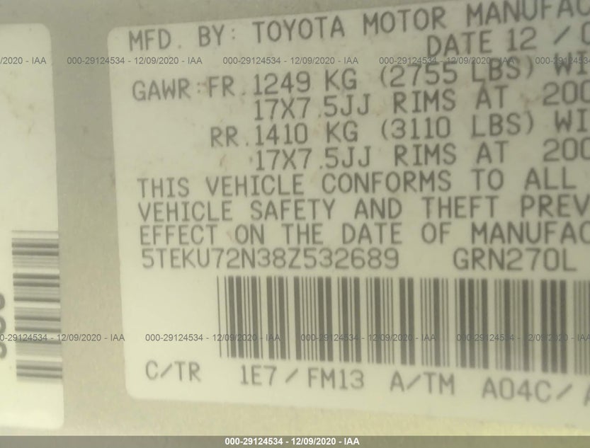 5TEKU72N38Z532689