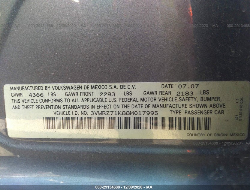 3VWRZ71K88M017995