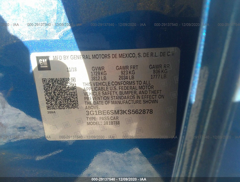 3G1BE6SM3KS562878