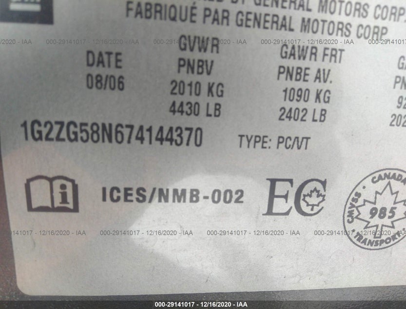 1G2ZG58N674144370