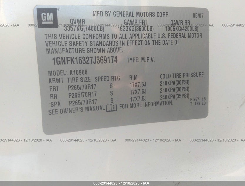 1GNFK16327J369174