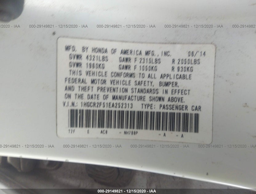1HGCR2F51EA252313