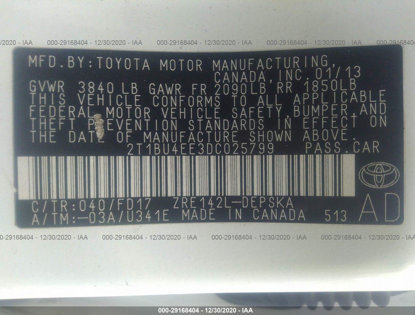 2T1BU4EE3DC025799