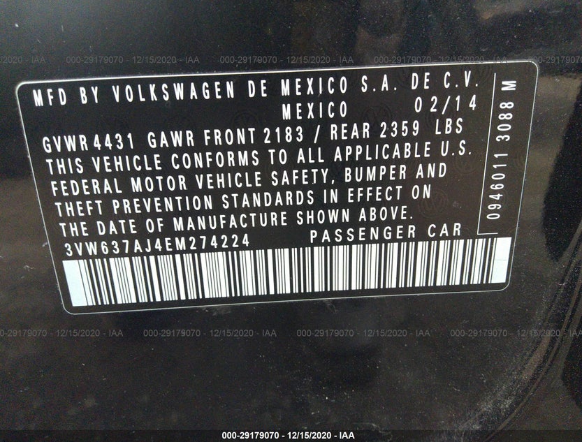 3VW637AJ4EM274224