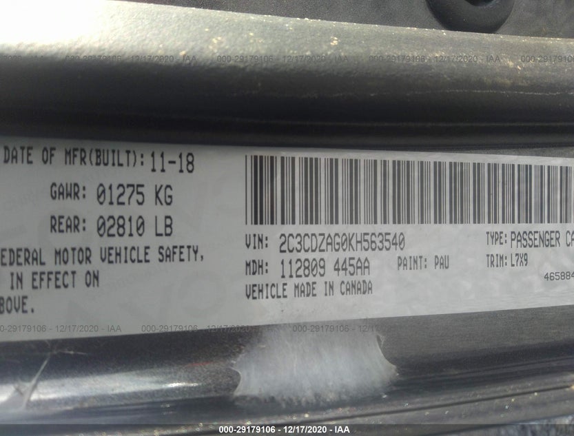 2C3CDZAG0KH563540