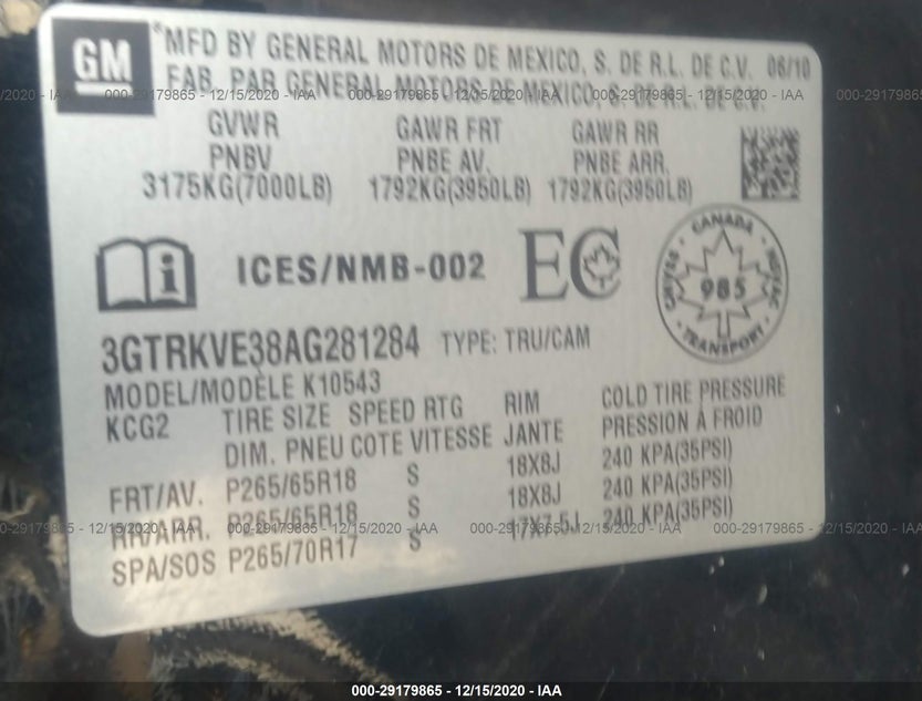 3GTRKVE38AG281284