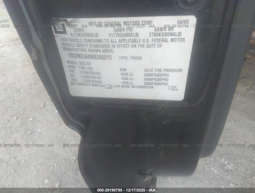 1GCHK29U95E290215