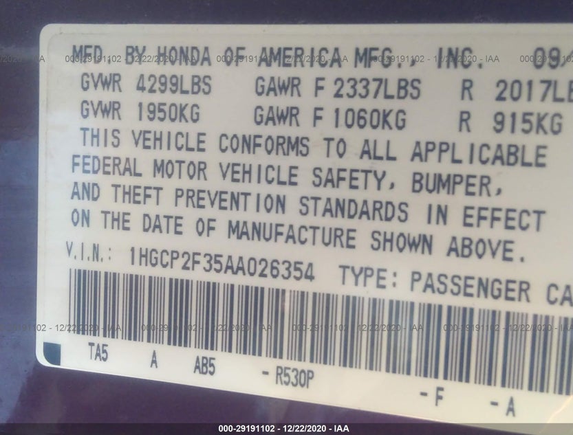1HGCP2F35AA026354