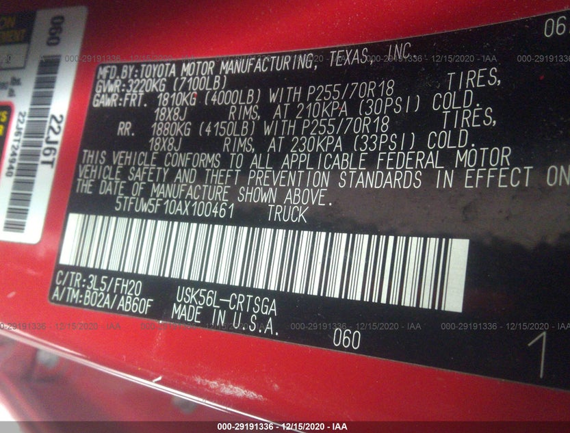 5TFUW5F10AX100461